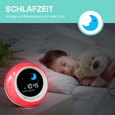 Дитячий ліхтарик-годинник Kinderwecker: тренажер сну, звукова машина, таймер, 9 кольорів - для хлопчиків та дівчаток (синій)