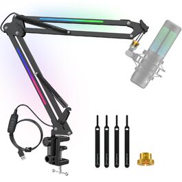 Мікрофонний стійкий тримач ZealSound з RGB підсвічуванням, адаптер 3/8