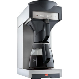 Кавоварка Melitta 20348 з фільтром, скляна колба, 1,8 л, підігрів, нержавіюча сталь/чорна
