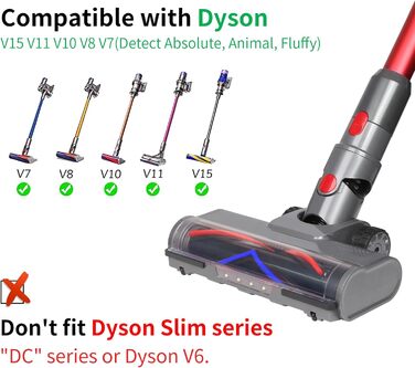 Насадка-щітка для пилососа Dyson V7/V8/V10/V11/V15 з LED, для килимів, паркету та твердих підлог, заміна щітки з блокуванням тригера