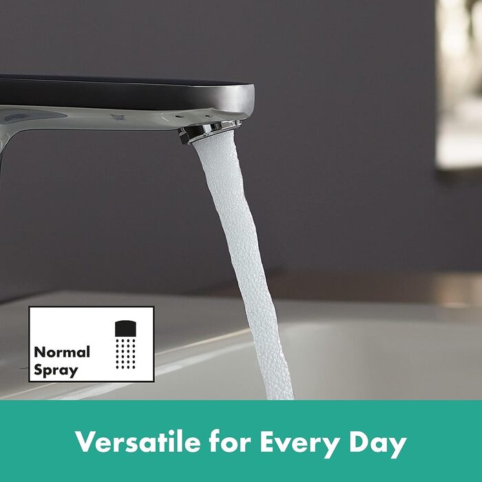 Змішувач для ванної кімнати Hansgrohe Vernis Blend з подовженим виливом 100 мм та системою зняття кришки, економічний (EcoSmart), хром