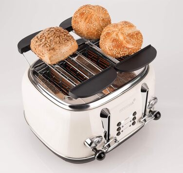Тостер Korona 21676, 4 тости, кремовий, 1630 Вт: розморожування, підігрів, регулятор ступеня підсмажування, підставка для булочок, лоток для крихт