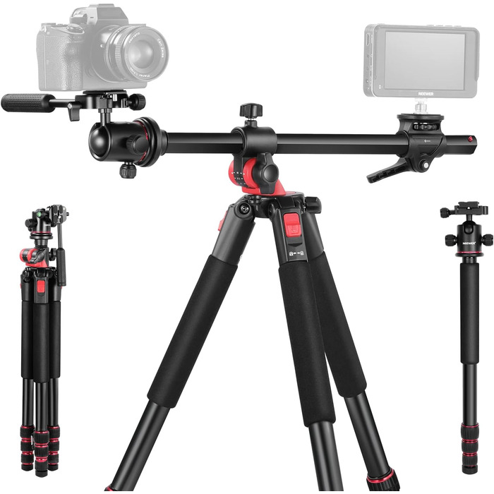 NEEWER 73,6'' горизонтальний штатив з кульовою головкою, алюмінієва багатофункціональна центральна колонка, 360° обертання, 180° нахил для макрозйомки та зйомки зверху, вантажопідйомність 10 кг, TP27
