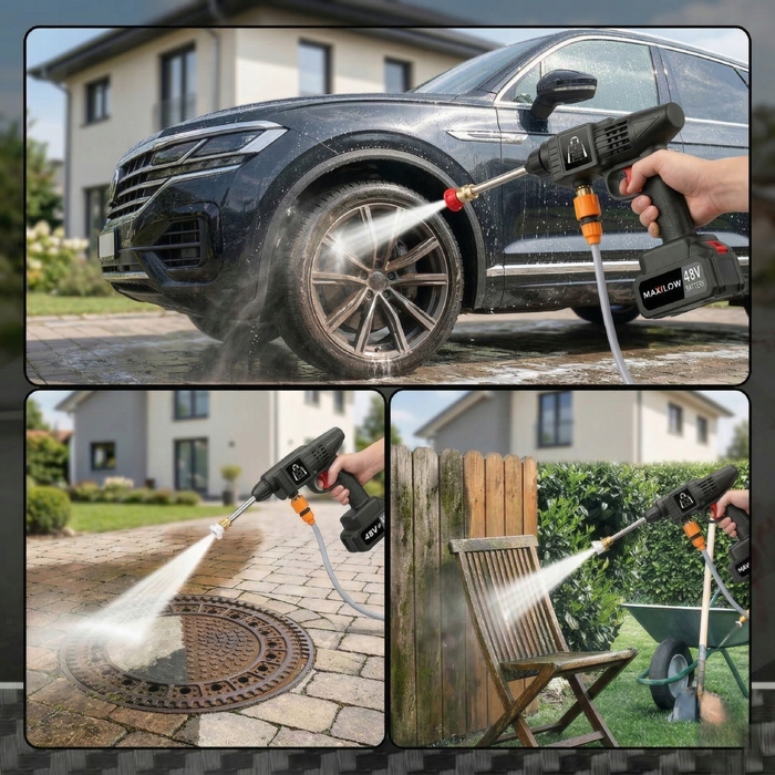 Акумуляторна мийка високого тиску 48V для авто, саду та тротуарної плитки, комплект Power