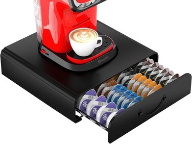 Тримач для капсул Tassimo на 64 шт, металевий органайзер для зберігання кавових капсул, штабельний диспенсер для кавомашини Tassimo, чорний