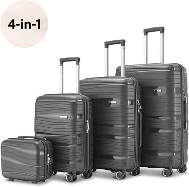Валіза Travel One Hartschalen – Набір валіз 3 шт (32/60/98л), кодовий замок, 360° колеса, антрацит
