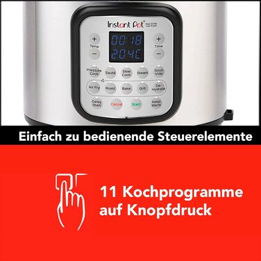 Instant Pot DUO CRISP + Air Fryer 8L Мультикухня: 11 функцій в 1. Швидковарка, фритюрниця, пароварка, мультиповарня, з металом