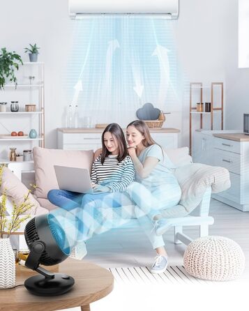 Вентилятор настільний WOWDSGN тихий (24дБ) з 3D-турбіною, 3 швидкості, кут повороту 100°/80°, для дому, офісу, кухні, чорний (XD-1586FB)