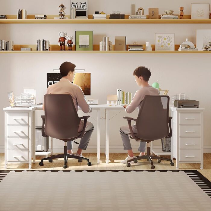 Кутовий письмовий стіл Coleshome L-подібний, 100x70 см, з 4 шухлядами, реверсивний комп'ютерний стіл для офісу та спальні, білий