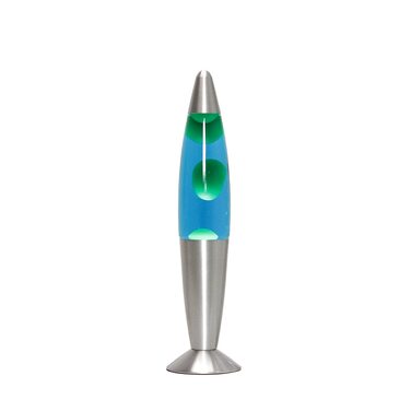 Лава-лампа Licht-Erlebnisse (36 см) синьо-зелена, ретро-нічник з лампою G9 25W та вимикачем на кабелі, подарунковий варіант
