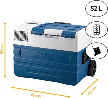 Автомобільний компресорний холодильник First Austria 43л (-20°C) Bluetooth, 12/24V, 100-240V, синьо-сірий