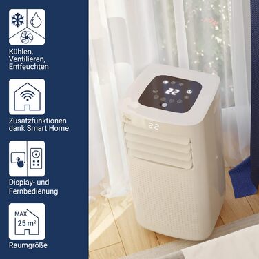 Мобільний кондиціонер Suntec CoolFixx 2.0 Eco R290 з Wi-Fi, 7000 BTU, тихий, керування через додаток, осушувач повітря для кімнат до 25 м²