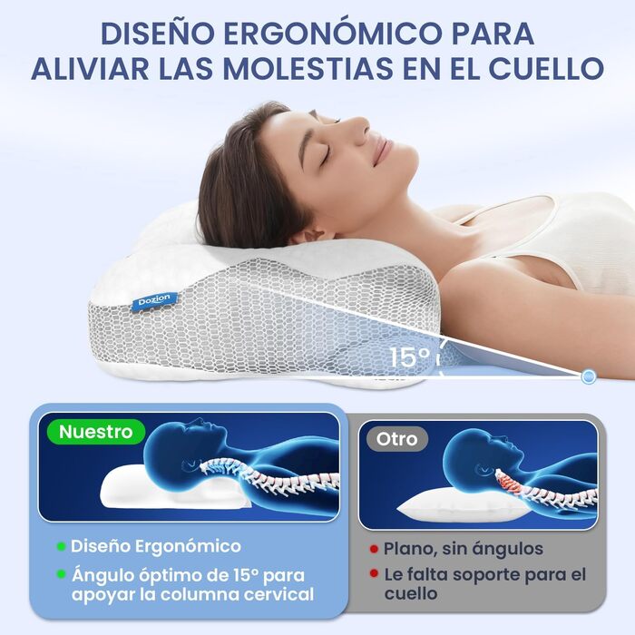 Подушка для шиї з Memory Foam, ортопедична для сну на боку, спині та животі (Сіра) - підтримка шийного відділу хребта