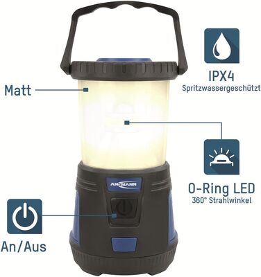 Кемпінговий ліхтар ANSMANN CL600B LED 600 лм, водостійкий, 3 режими, стумінь 360°, батарейковий