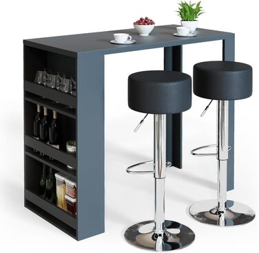 Барний стіл Vicco Bartisch-Set з 2 барними табуретами, антрацит, 117 x 57 см