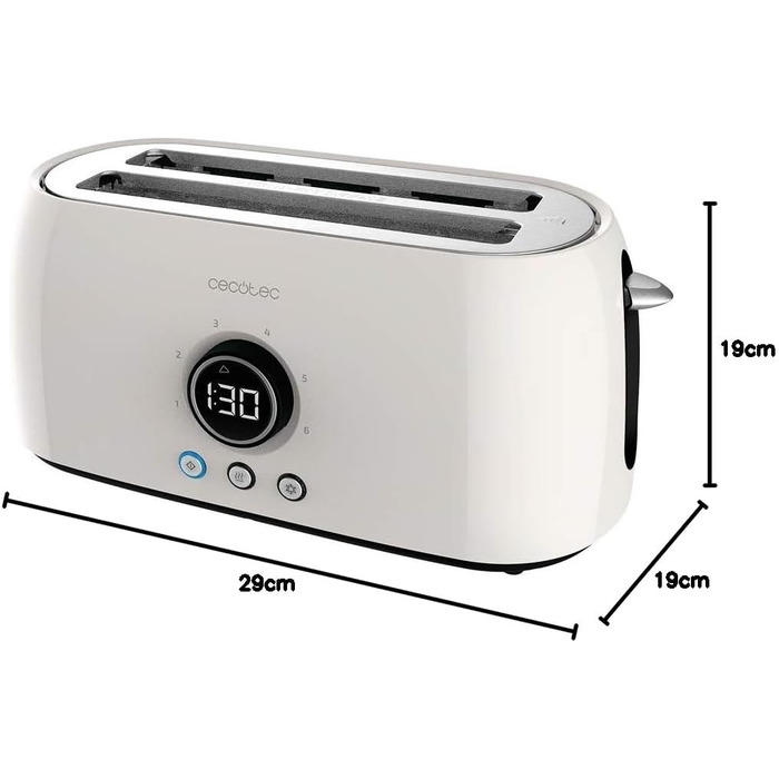 Тостер Cecotec ClassicToast 15000 Yellow Extra Double 1500 Вт, на 4 тости, з широкими слотами, 3 функції, LED-підсвітка, бежевий