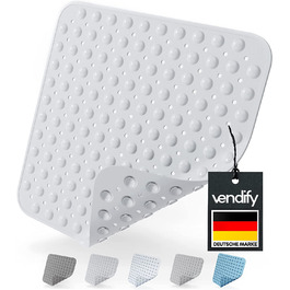 Vendify® Преміум килимок для душу 53x53 см, протиковзкий, квадратний, 152 присоски, для ванни та душової, без BPA, стійкий до цвілі, машинне прання, сірий
