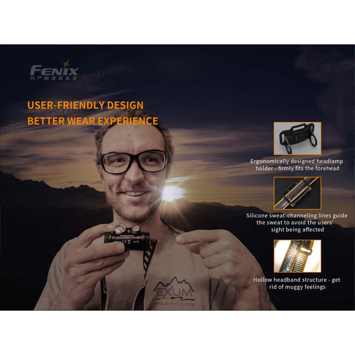 Ліхтар налобний Fenix HM65R 1400 люменів, подвійний промінь, USB-C, акумуляторний, з 2 акумуляторами 3500 мАг та органайзером LumenTac