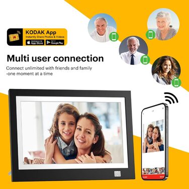 Цифровий фоторамка Kodak 10.1 дюйма з IPS-екраном, відтворення фото/музики/відео, USB/SD, календар, будильник, з пультом дистанційного керування, чорний