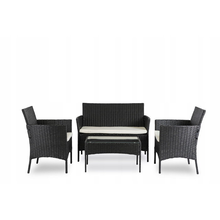 Комплект садових меблів MEBEL ELITE з пластику, чорний, 4 предмети