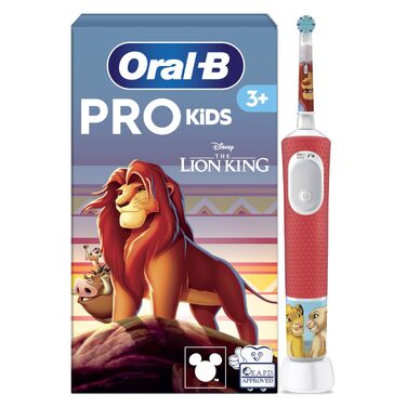 Дитяча електрична зубна щітка Oral-B Pro Kids 3+ (Король Лев), біло-червона