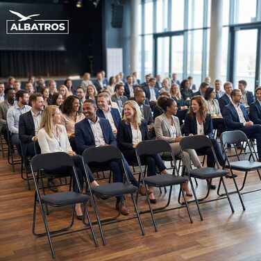 Набір складаних стільців ALBATROS Manitu (4 шт.), металевий каркас, стабільні, чорні
