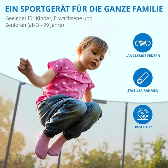 Батут вуличний KINETIC SPORTS Salto Plus Ø183 см з сіткою, драбиною та захисним покриттям - для дітей