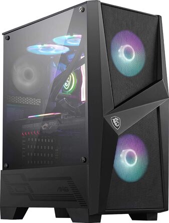 Корпус MSI MAG FORGE 100R Mid-Tower ATX, чорний, з RGB підсвіткою, 2x USB 3.1, 2x 120 мм A-RGB вентилятори, 1x 120 мм вентилятор