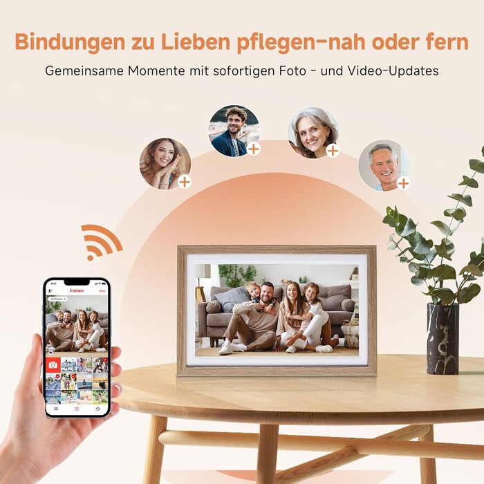 Ролеї Smart Frame WiFi 1010: Цифровий фоторушій з Wi-Fi, 10.1 дюйма, IPS сенсорний екран, 32GB, дерево (дуб)