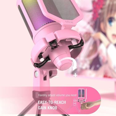 Ігровий USB-мікрофон FIFINE для ПК, PS4, PS5, Mac з підставкою, кнопкою вимкнення звуку, поп-фільтром і антивібраційним кріпленням для стрімінгу, подкастів і студії