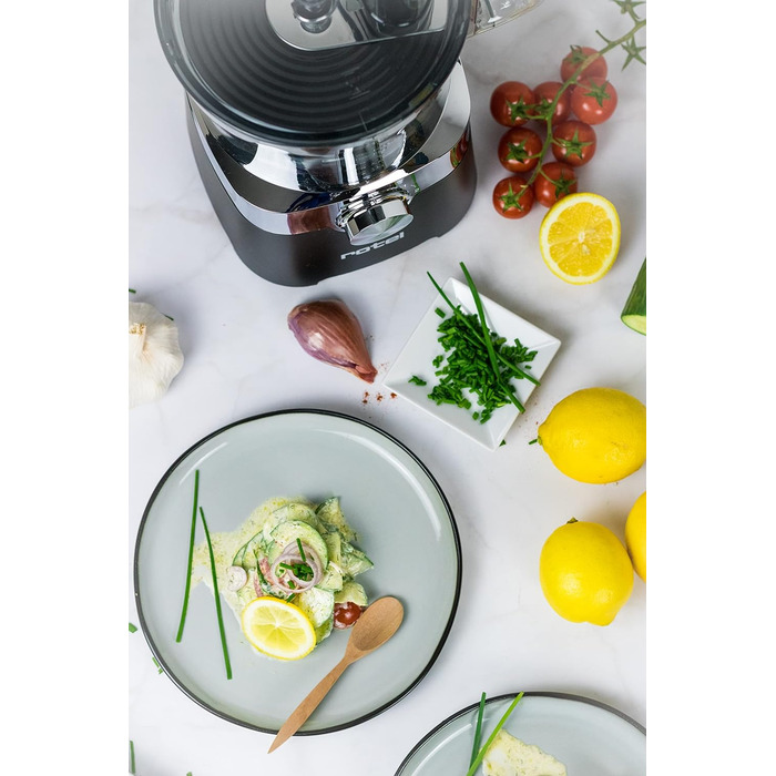 Кухонний комбайн Rotel 1436550, мультифункціональний, електричний подрібнювач, міксер, терка, цитрус-прес, нержавіюча сталь, пластик, чорний, 38,5x24,6x11,9 см