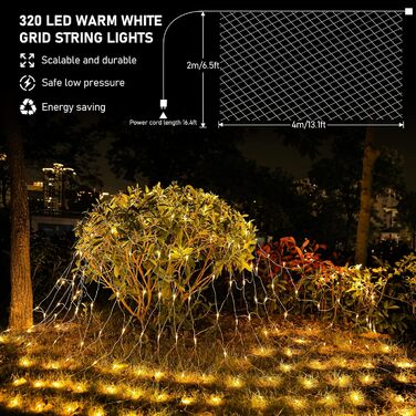 Світлодіодна сітка 300 LED 4x2м, теплий білий, з пультом і таймером, 8 режимів, для кімнати, вулиці, свят, Різдва, весілля