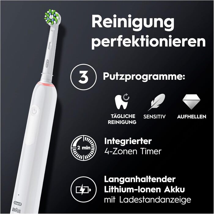 Електричні зубні щітки Oral-B Pro 3 3900 (набір 2 шт) + 3 смінні насадки, 3 режими чищення, 360° контроль тиску, White/Black