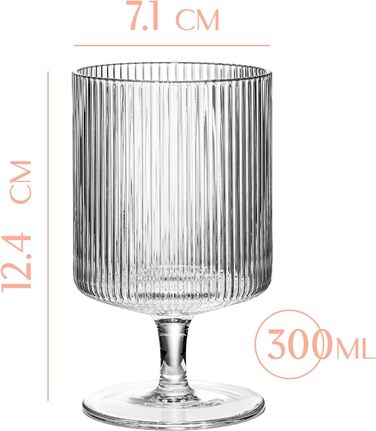 Набір келихів для коктейлів з рифленого кришталю GLASSIQUE CADEAU, арт-деко, 300 мл, 4 шт.