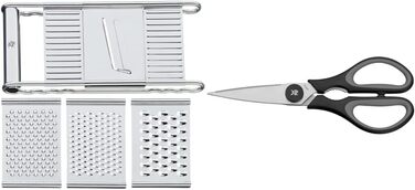 Овочева терка WMF Gourmet 12x18 см, кухонна тертка з нержавіючої сталі з 4 насадками для нарізання, натирання, шинкування, терка для картоплі та огірків