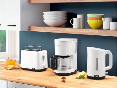 Тостер Braun Breakfast 1 HT1010WH Білий: 2 слоти, 8 режимів, підігрів булок, пластик, 900 Вт