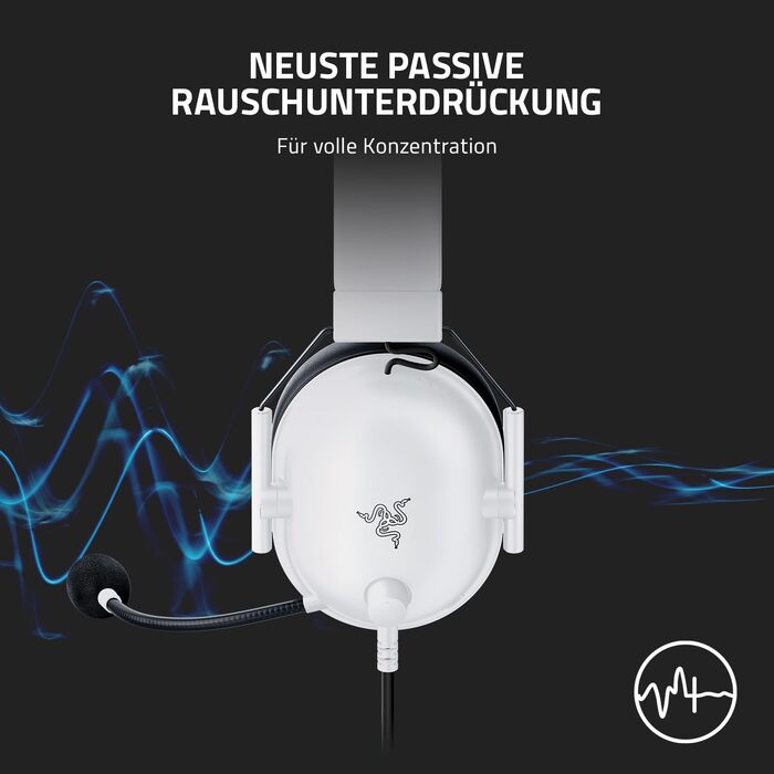 Ігрова гарнітура Razer BlackShark V2 X White — дротова навушники для кіберспорту, 7.1 Surround Sound, 50мм Triforce драйвери, мікрофон HyperClear Cardioid, білий колір