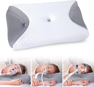Ортопедична подушка HOMCA Memory Foam для CPAP-масок, ергономічна для бічного сну з виїмками під маску, зменшує тиск та витік повітря
