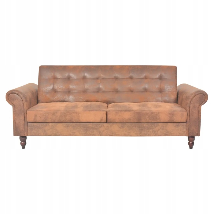 Розкладний 2-місний диван Chesterfield, коричневий, 196x58x82 см