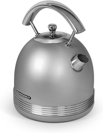 Набір для сніданку Schneider Retro Line срібний: тостер та чайник 1.7л, поворотна база 360°, захист від перегріву, 6 режимів підсмажування
