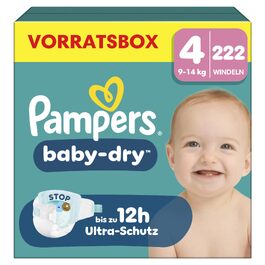 Підгузки Pampers Baby-Dry розмір 4 (9-14 кг), 204 шт, захист від протікань та комфорт на ніч