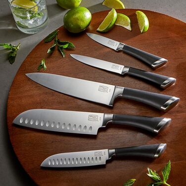 Набір кухонних ножів Chicago Cutlery Fusion (17 предметів) з дерев'яною підставкою, леза з нержавіючої сталі та ергономічні ручки