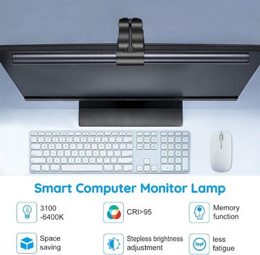 LED лампа для монітора OOWOLF 41 см, USB, антиблікова, регулювання яскравості та кольору, захист для очей, без мерехтіння, для комп'ютера, читання