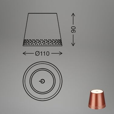 BRILONER LED лампа-насадка на пляшку, димована, бездротова настільна лампа з сенсорним керуванням, нічник, лампа для читання, тепле біле світло, 11x9 см, мідний матовий колір