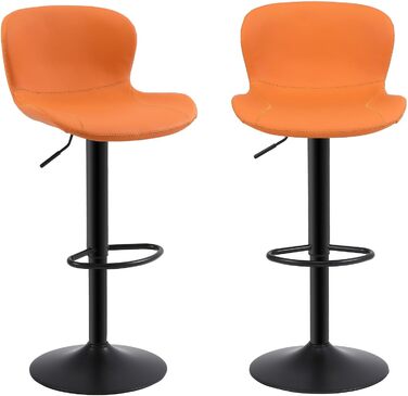 Стілець барний Youhauchair, 2 шт, регульований, PU шкіра, водостійкий, з підлокітниками, обертовий, сучасний, помаранчевий