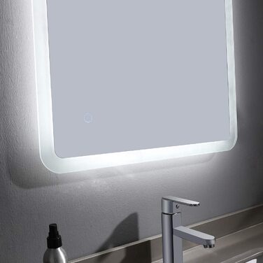 Великий LED-дзеркало для ванної кімнати Badspiegel 120x70 см з підсвічуванням, сенсорне управління, антизапар, регулювання яскравості, для ванної/вітальні, біле світло
