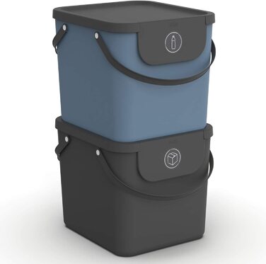 Сортувальні контейнери Rotho Albula 40 л, набір 2 шт, кухонні, пластик BPA-free, антрацит/синій