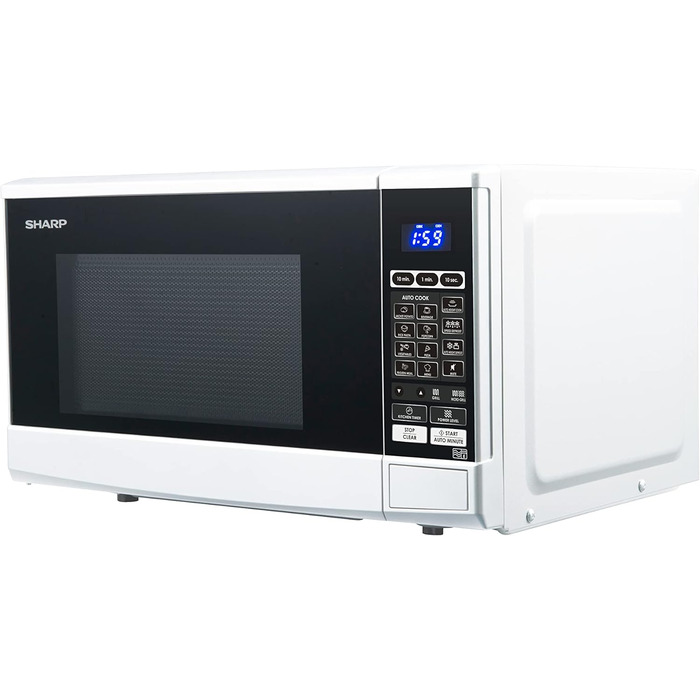 Мікрохвильова піч SHARP R670W 2в1 з грилем, 20 л, 800 Вт, 1000 Вт гриль, 10 режимів, 13 автоматичних програм, таймер, біла