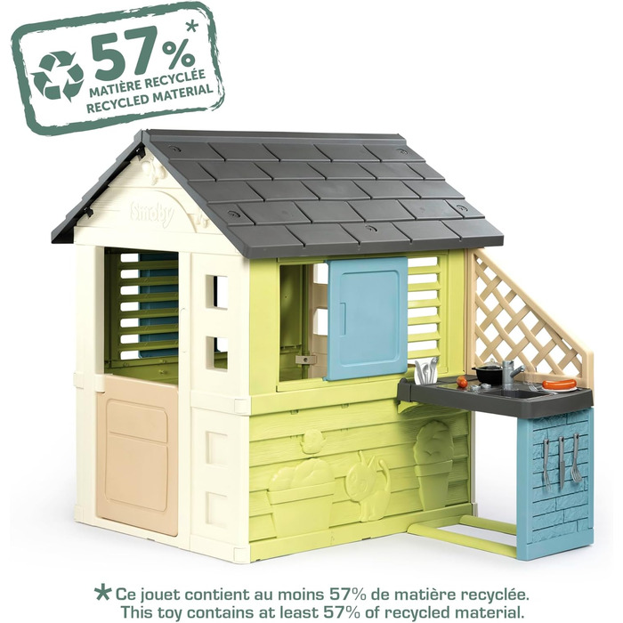 Дитячий будиночок Smoby Life Pretty з кухнею, 110x127x145 см, перероблений пластик, для вулиці, від 2 років