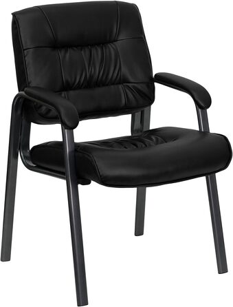 Крісло-табурет Haeger від Flash Furniture з шкіри, з рамою титаново-сірого кольору з порошковим покриттям, чорне, шкіряне сидіння/титановий каркас